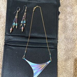 Colorful Geometric Necklace and Earring Set